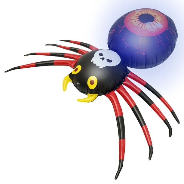 Araña inflable de Halloween con Control remoto, araña soplada reutilizable con luz para jardín, césped, patio, decoración de fiesta en casa