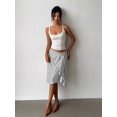 thumbnail image 5 of Black And White Striped Asymmetrical Wrap Knee-Length Skirt For Women, Casual Elegant Bodycon Flared Design, 5 of 7