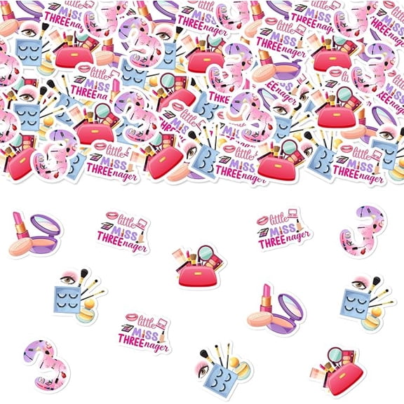 Little Miss Threenager Birthday Confetti Makeup Party Birthday Party Confetti Little Miss Threenager Birthday Decorations Spa Theme 3rd Birthday Party Decor for Girls 3rd Bithday Party Supplies