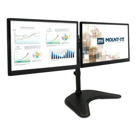 UPC: 0818103020388 | Mount-It! Dual Monitor Desk Stand  Fits Two 13-27 Inch Computer Screens