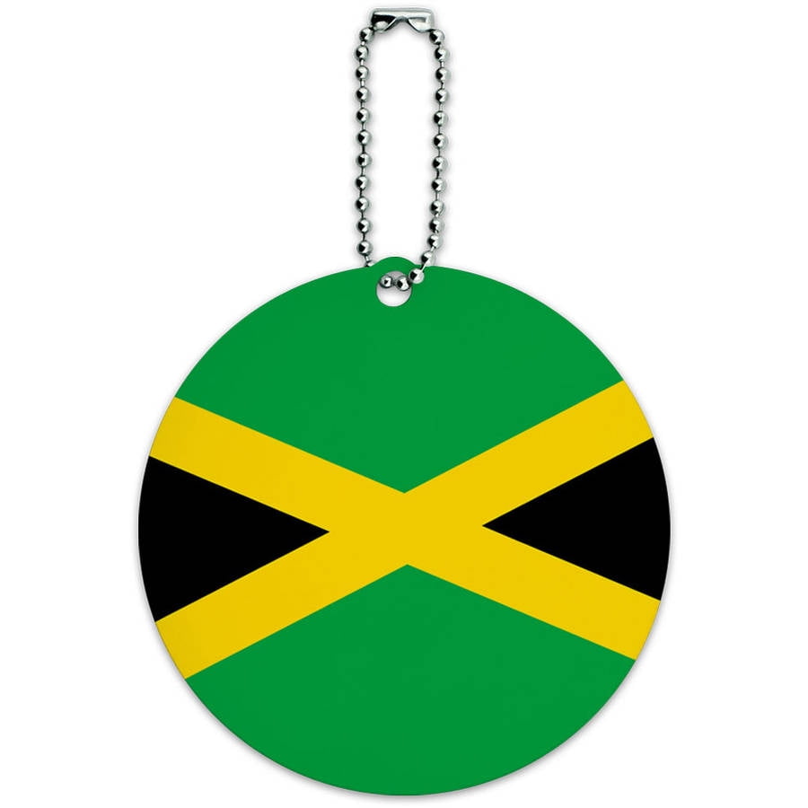 Jamaica National Country Flag Round Luggage ID Tag Card for Suitcase or