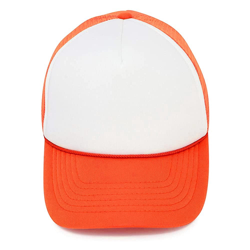 MR.R Sublimation Blank Polyester Mesh Cap Mesh Hat Two Tone Trucker Summer Mesh Cap with Adjustable Snapback,Orange,6 Pieces