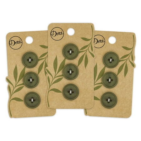 UPC: 0072879308686 | Dritz Recycled Paper Round Button 18mm Dark Olive 3 Pack (9 Count)