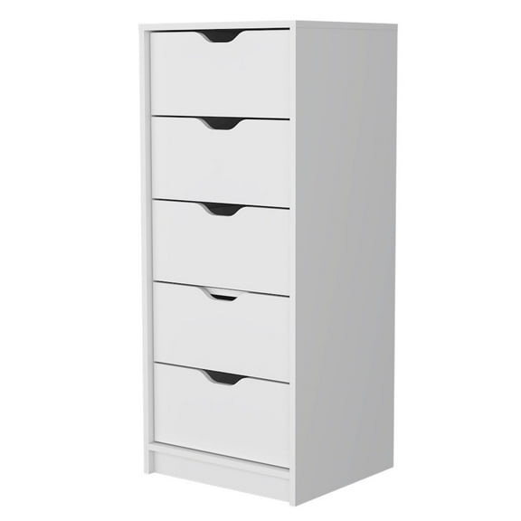 Plethoria Home White 5 Narrow Drawer Dresser