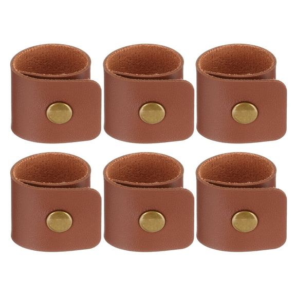 6 Pcs Leather Napkin Rings Rustic Table Decor Thanksgiving Brown
