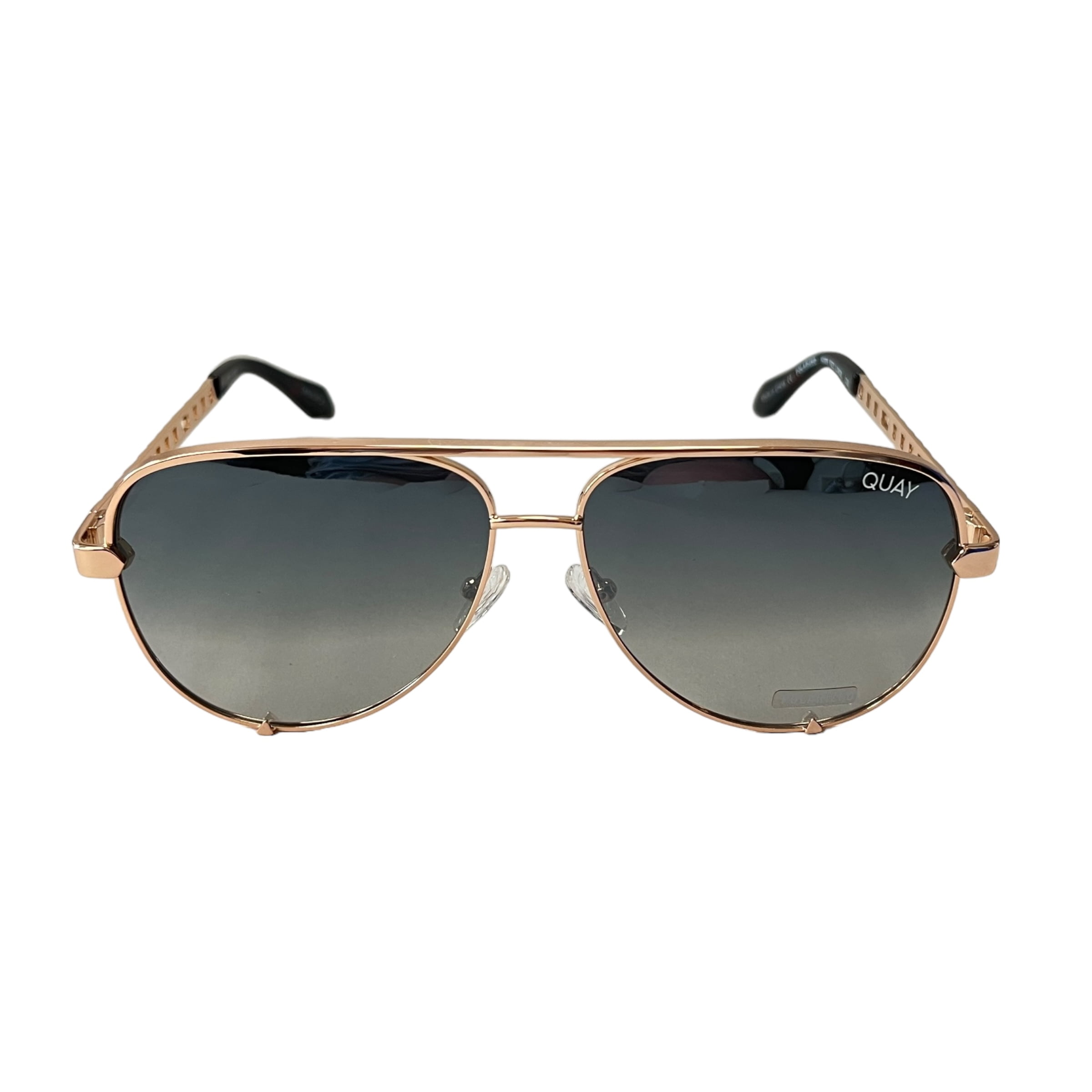 Quay Australia High Key Link Polarized Sunglasses XL Aviators Rose