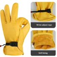 thumbnail image 3 of Leather Yellow Driver Gloves Fleece Lined Lorry Driving Work Glove, 3 of 9