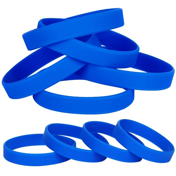 LVNRIDS 25 pcs Blue Silicone Elastic Wristbands Bracelet Blank Rubber Wrist bands Bracelets for Men Women Party Activity