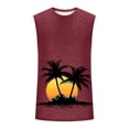 thumbnail image 4 of BRGZLK Mens Sleeveless Tank Tops Summer 2026 Daily Vintage Hawaiian Palm Tree Summer Round Neck Loose Fit Sleeveless Pullover Tank Top for Outdoor Wine XXL, 4 of 5