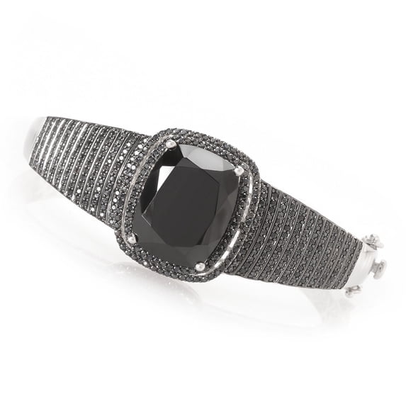 925 Sterling Silver Black Agate,Black Spinel Bangle