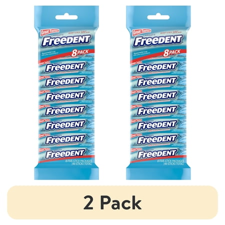 (2 pack) Wrigley's Freedent Spearmint Chewing Gum - 5 Stick Pack (Pack of 8)