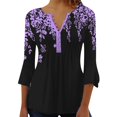 thumbnail image 1 of TSADFHJI Débardeurs pour Femmes Sweat Blouse Vintage Imprimée Col en V Rayée TG Violet, 1 of 5