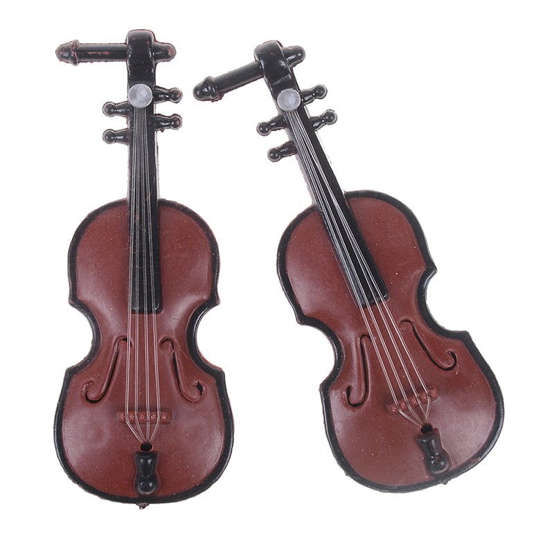 2pcs plastic mini violin dollhouse decorative music instrument craftsODUS 