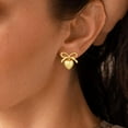 thumbnail image 2 of Gold Bow Earrings for Women Trendy, Cute Bow Stud Earring 14k Gold Plated Dainty Ribbon Pearl Bow Drop Dangle Earrings Hypoallergenic Gold Earrings Sparkly Christmas Earrings for Women Jewelry Gift, 2 of 5