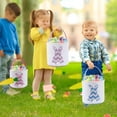 thumbnail image 7 of Easter Bunny Basket Bags for Kids, Sequin Rabbit Pattern Egg Basket Hunt Bags Personalized Canvas Cotton Bucket with Fluffy Tail for Easter Eggs, Candy, Gift, 7 of 7