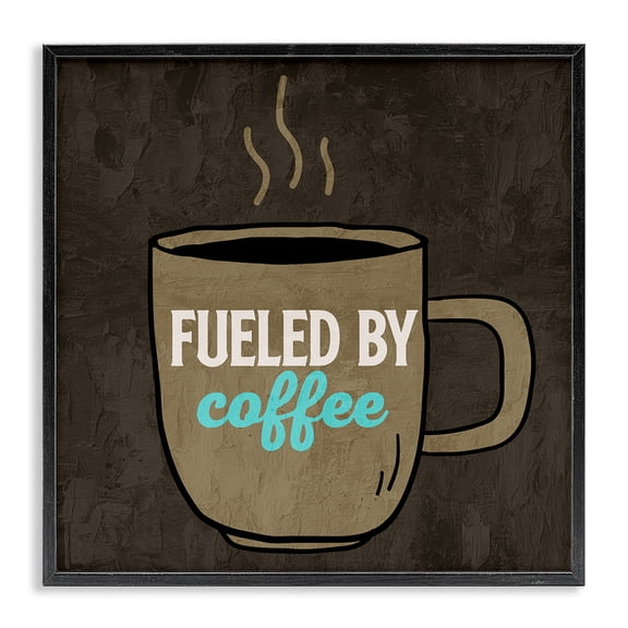 Stupell Industries Eclectic Fueled By Coffee Phrase Black Framed Giclee Art, 12 x 12, by Kim Allen
