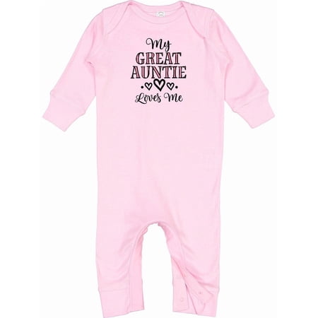 Inktastic My Great Auntie Loves Me Girls Hearts Baby Romper Coveralls