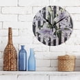 thumbnail image 6 of Light Purple Flowers Black-white Stripes Round Wall Clock Silent Analog Battery Operated Gold Pointer Home Decor 9.84" Diameter, 6 of 11