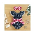 thumbnail image 2 of Bagilaanoe 0-18M Infant Baby Girl 4th of July Clothes Independence Day Outfits Stripe/Star Print Romper Sleeveless Playsuit with Hairband Summer Clothing, 2 of 9
