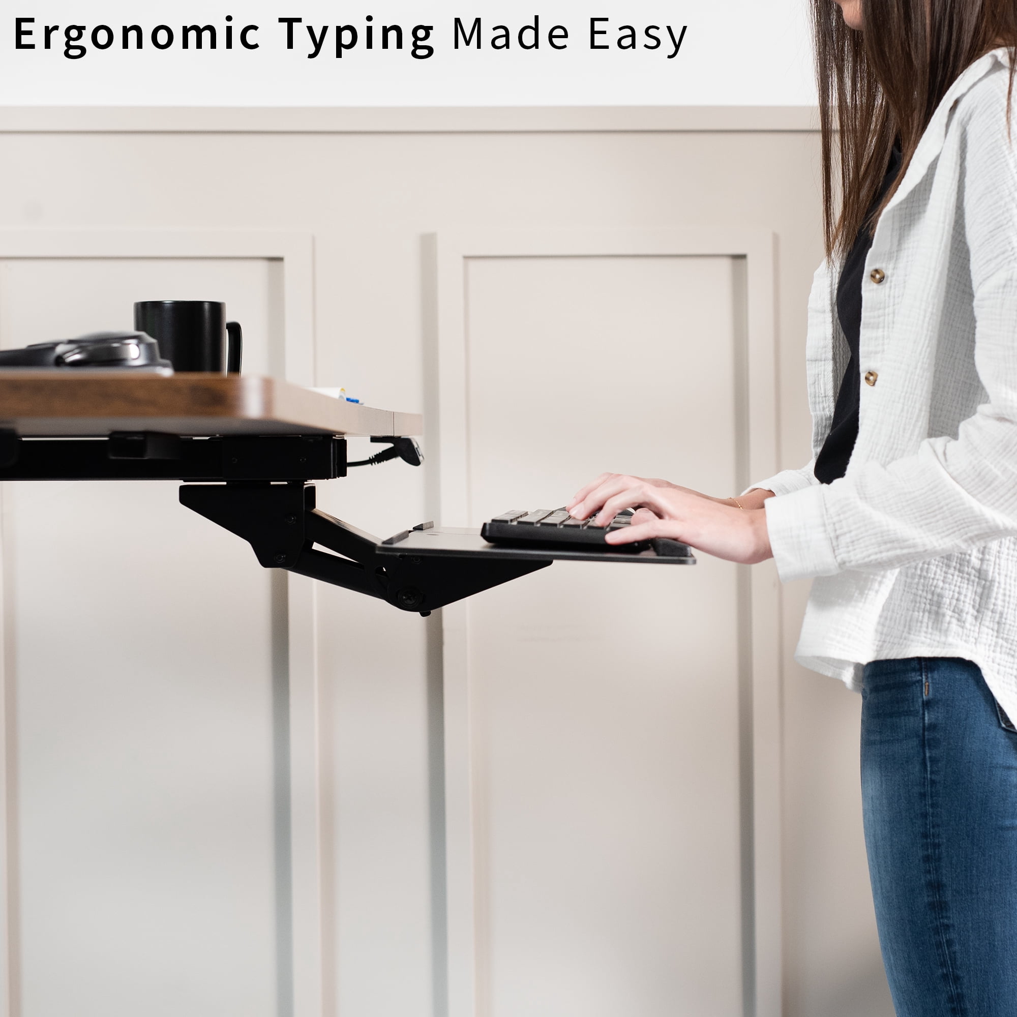 VIVO Adjustable Keyboard Mouse Tray Deluxe Rolling Track Under Table Desk Mount