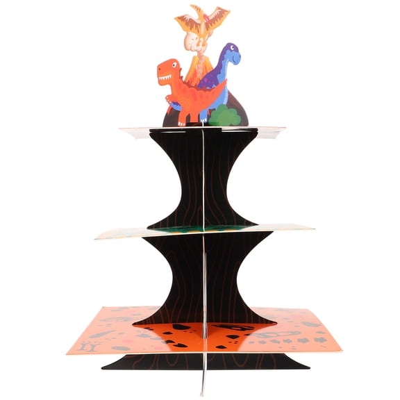 KALLORY Easy Assemble Dinosaur Cupcake Holder Paperboard Stand for Dessert and Cake Display