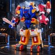 5 in 1 Transforming Robot Building Toy, Combiner Robot Action Figure Playset with Car, Motorcycle, Aircraft and Tank Modes, Gift for Boys Girls Ages 3+