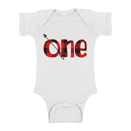 

Birthday Outfits for 12 Months - Cute Baby Boy Baby Girl Shirt - Plaid Arrow Romper