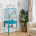 thumbnail image 3 of Topeakmart 53.5-inch Open Top Metal Birdcage with Detachable Stand, Teal Blue, 3 of 13