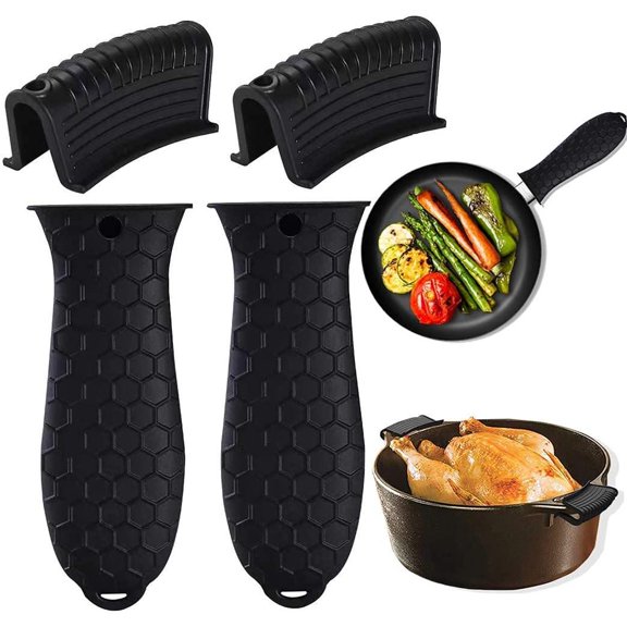 4 Pack Silicone Hot Handle Holder Cover Cast Iron Handle Cover Silicone Pot Holders Heat Resistant Assist Pan Handle Sleeve Non-slip Pot Handle Covers For Cast Iron Skillet Metal Pan