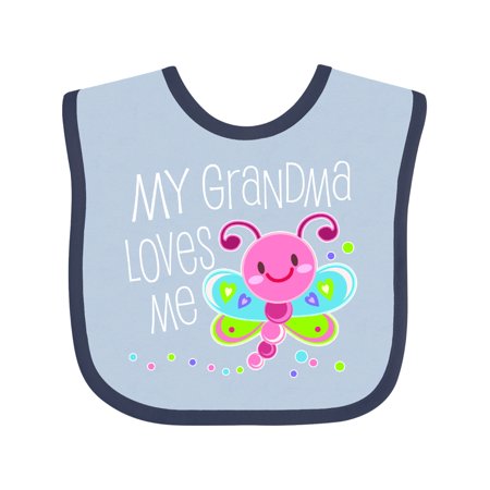 

Inktastic My Grandma Loves Me- cute dragonfly Gift Baby Boy or Baby Girl Bib