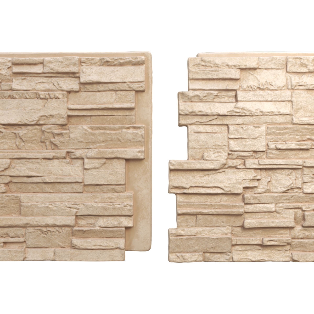 Ekena Millwork 48 5/8"W x 24 3/4"H x 1 1/4"D Cascade Stacked Stone, EverStone Faux Stone Siding Panel, Ocean Floor
