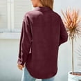 thumbnail image 4 of <p>Turn Down Collar Shirt, Casual Elegant Button Closure Blouse Loose Pure Color Soft Fashionable Pocket  For Lady For Dating</p>, 4 of 6