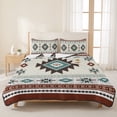 thumbnail image 3 of Twin Quilt Set 68''x86'', Boho Southwest Lightweight Summer Bedspread Coverlet Set with 2 Pillow Shams, Bohemian Country Geometric Motifs Breathable All Season Quilt Bedding for Dorm/Bedroom, 3 of 9