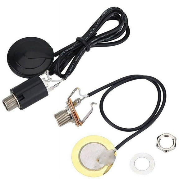 1 Set Acoustic Guitar Pickup Piezo Transducer & 1 Set Acoustic Guitar Transducer Pre-Wired Amplifier Piezo Jack Pickup