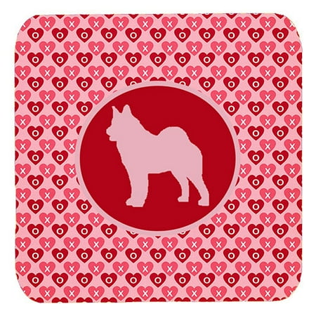Set of 4 Norwegian Elkhound Valentine Hearts Foam Coasters