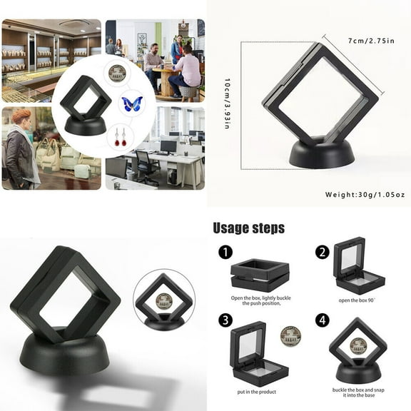 US 20-40 Pcs Coin Display Box 3D Floating Frame Display Holder Jewelry Challenge