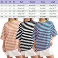 thumbnail image 3 of Women Home Casual Striped Pattern Round Neck Short Sleeved Pullover Color Block T Shirt Top, 3 of 5
