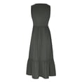 thumbnail image 4 of Prolriy Robes Printemps Été pour Femmes 2025 Robes d'Été Décontractées Sans Manches Col Rond Robe Longue Fluide à Volants avec Poches Robes d'Été pour Femmes, Robes pour Femmes Gris m, 4 of 4