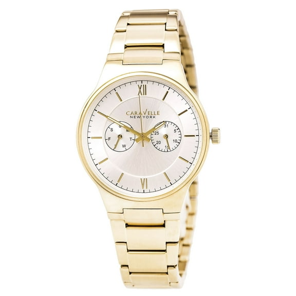 Caravelle 44A109 Men's Dress Silver Dial Yellow Gold Steel Bracelet Watch