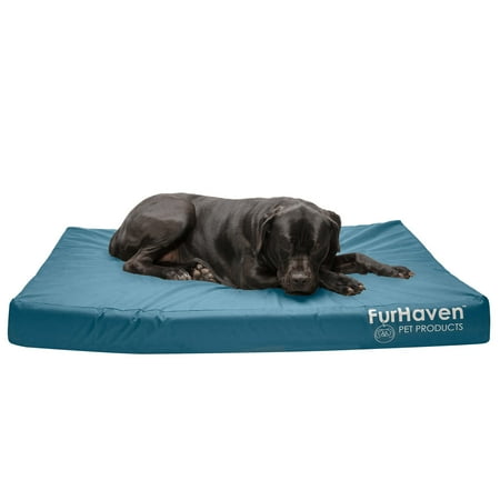 UPC: 0842229125528 | FurHaven Pet Products Indoor/Outdoor Oxford Deluxe Full Support Pet Bed for Dogs & Cats – Deep Lagoon Jumbo Plus