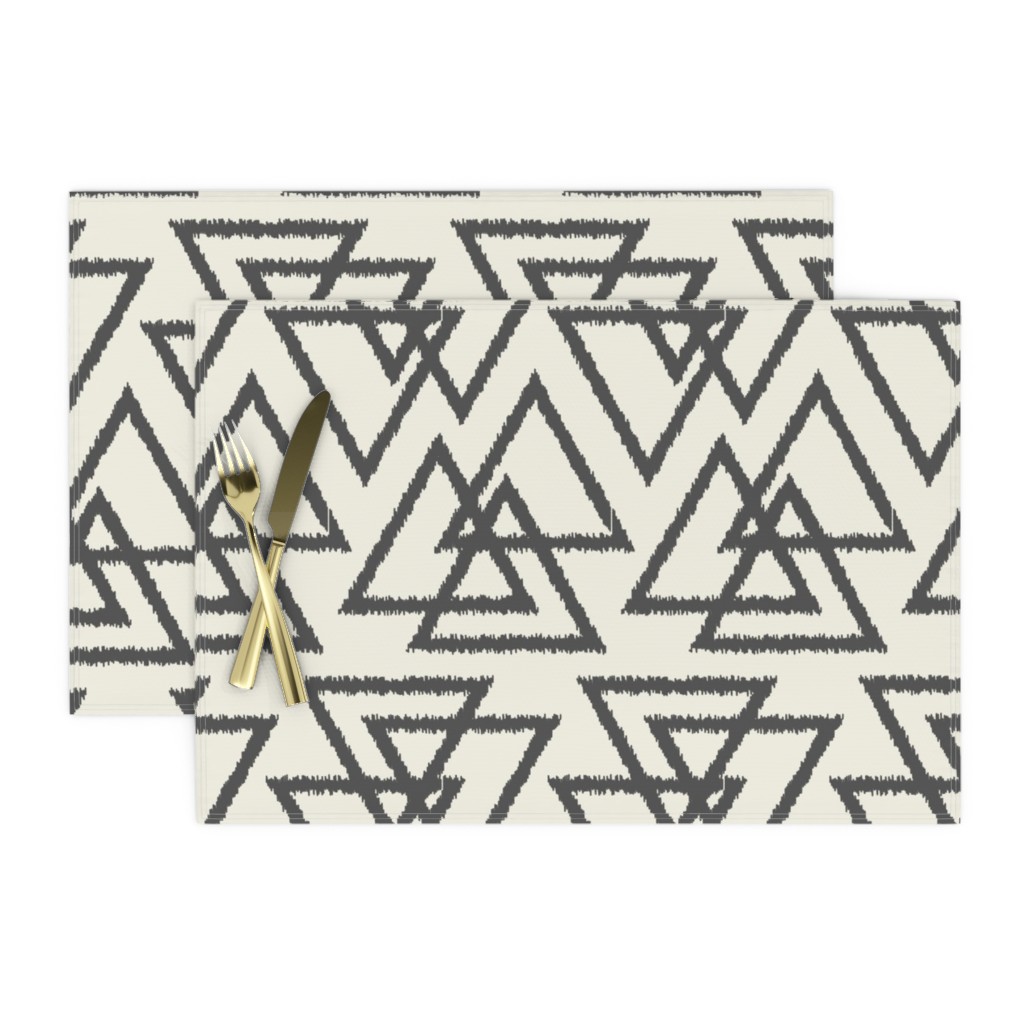 Cloth Placemats Modern Geometric Boho Triangles Black Cream Neutral Set