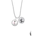 thumbnail image 2 of Delight Jewelry Silvertone Domed Pink Ballet Dancer Silvertone Script Initial Disc - L - Charm Necklace, 20"+3", 2 of 4
