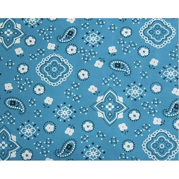 Paisley Print Poly Cotton Bandana Fabric by the 5, 10, 15 and 20 Yard Increment