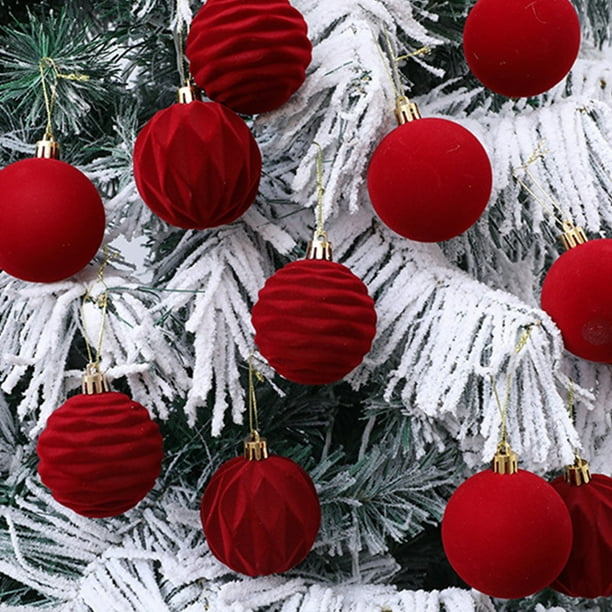 Adornos Navideños de Bolas Nevadas de 15 Cm | Paquete de 12 Adornos de Terciopelo Afelpado Multicolor con Ganchos | para Árbol, Ventana y Decoración Navideña Del Hogar