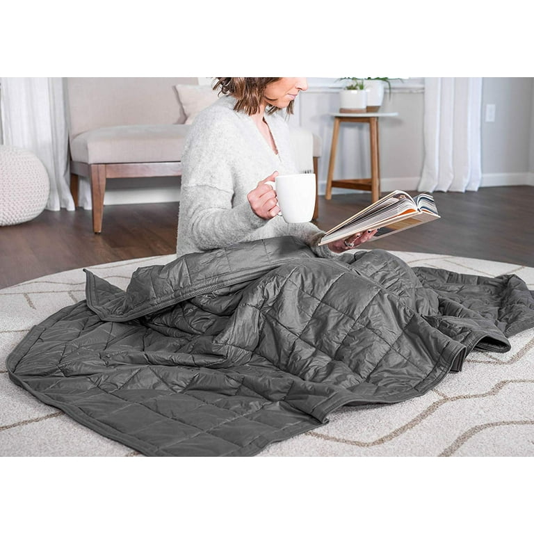 Quility Premium Weighted Blanket with Soft Cotton Cover, 60x80, 15 lbs,  Gray