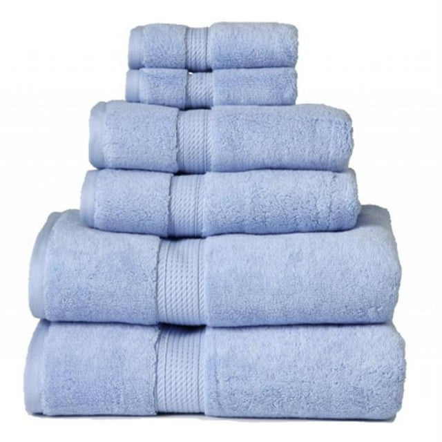 Ensemble de Serviettes 6 Pcs en Coton Égyptien 900GSM Bleu Clair