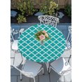 thumbnail image 6 of Round Fitted Tablecloth with Elastic Edge, Teal Morocco Waterproof Table Cloth Table Cover for 45"-54" Tables, Ethnic Boho Minimalist Abstract Geometric Tablecloths for Dining Picnic Party Outdoor, 6 of 9