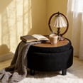 thumbnail image 4 of CQSXDA Versatile Upholstered 25 Inch Round Ottoman with Removable Top and Tray for Coffee Table Use in Living Rooms and Bedrooms, Black, 4 of 10