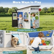 COCLUB Storage Shed Outdoor Wooden Playhouse with Workbench/ Pegboard& Ball Track, Kids Todder Ages 3+