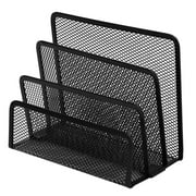 Mail Organizer Practical Mesh Metal Letter Sorter Mail Doent File Tray Desk Office Organizer Storage Holder Black